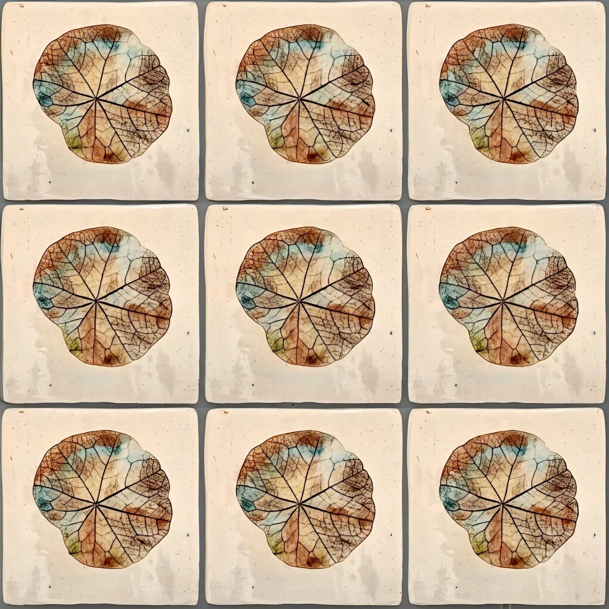 Carreaux en Céramique Feuillage d'Automne Artisanat d'Art Fait Main 10x10 cm - asceramique