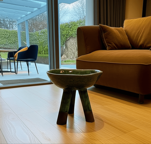 Bol Décoratif Trépied en Céramique Émaillée Vert de Tamgroute. AS ceramique
