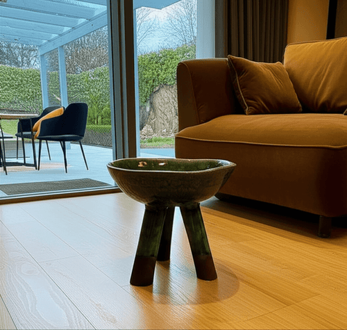 Bol Décoratif Trépied en Céramique Émaillée Vert de Tamgroute. - asceramique