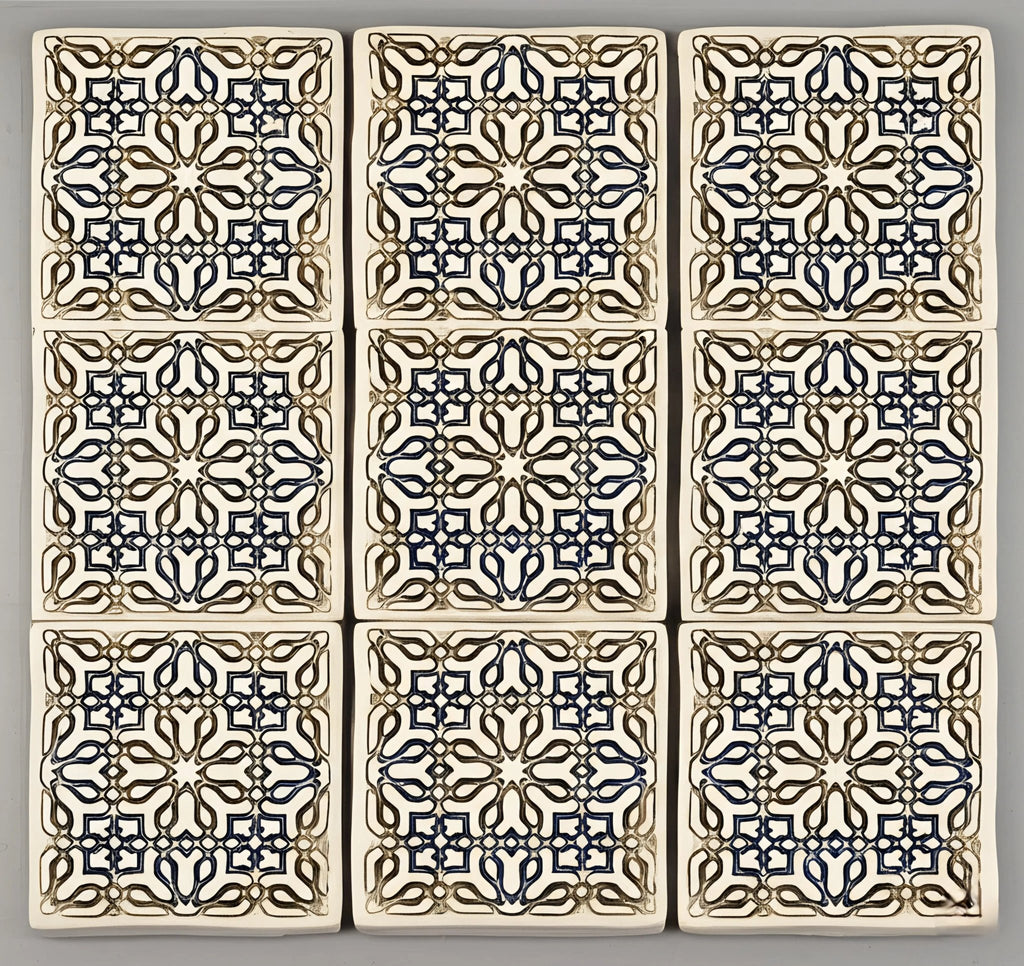 Carreaux de céramique artisanal Motif géométrique marocain 10x10 cm - asceramique
