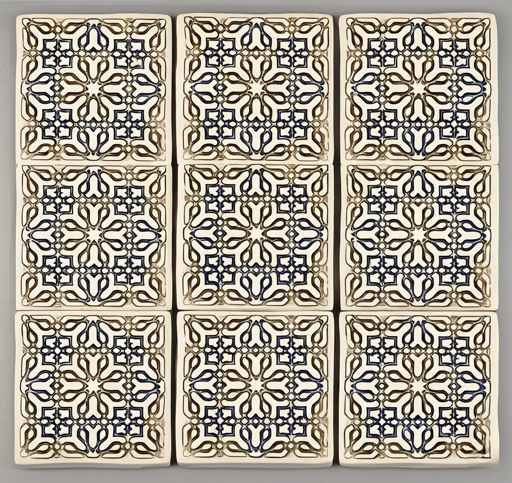 Carreaux de céramique artisanal Motif géométrique marocain 10x10 cm - asceramique