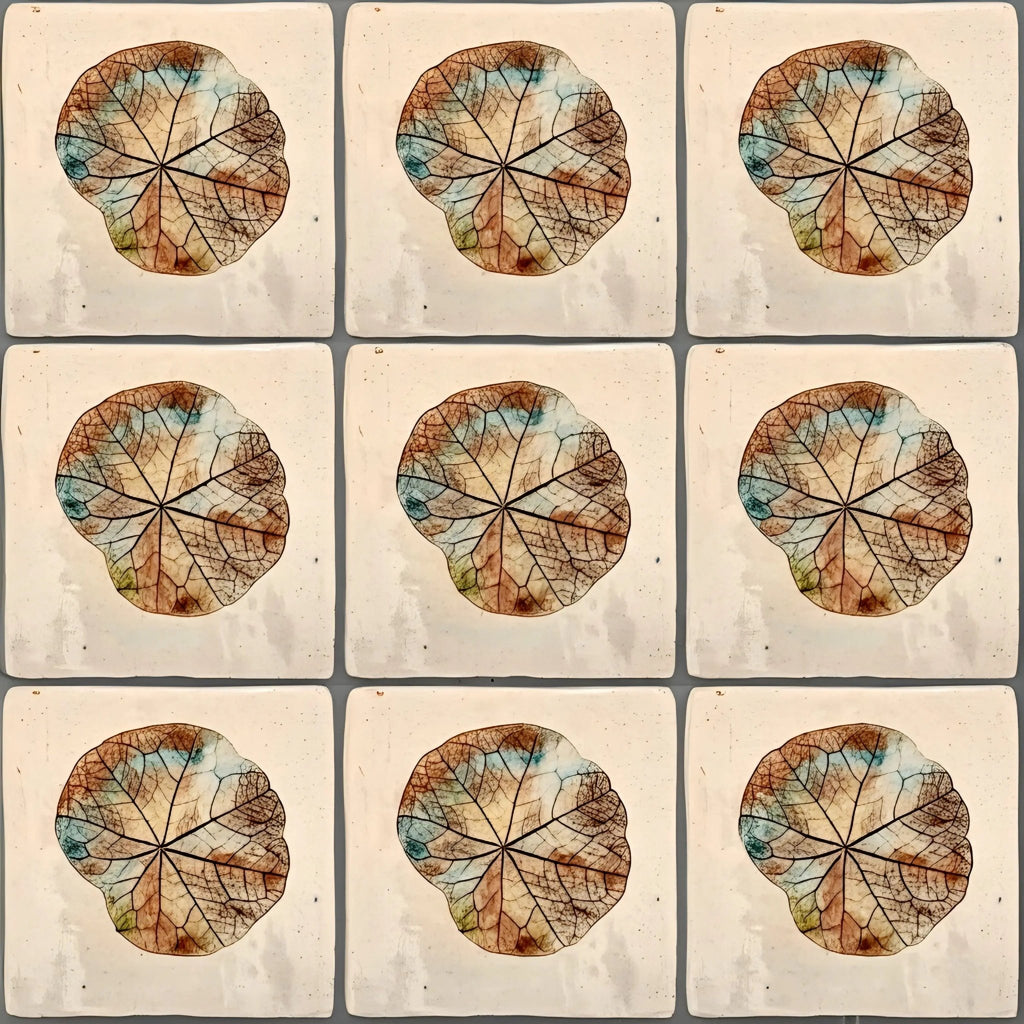 Carreaux en Céramique Feuillage d'Automne Artisanat d'Art Fait Main 10x10 cm - asceramique