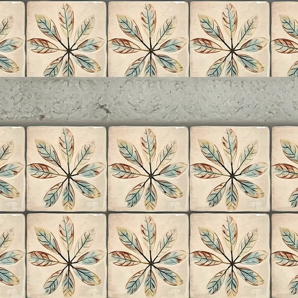Carreaux en Céramique Feuillage d'Automne Artisanat d'Art Fait Main 10x10 cm - asceramique