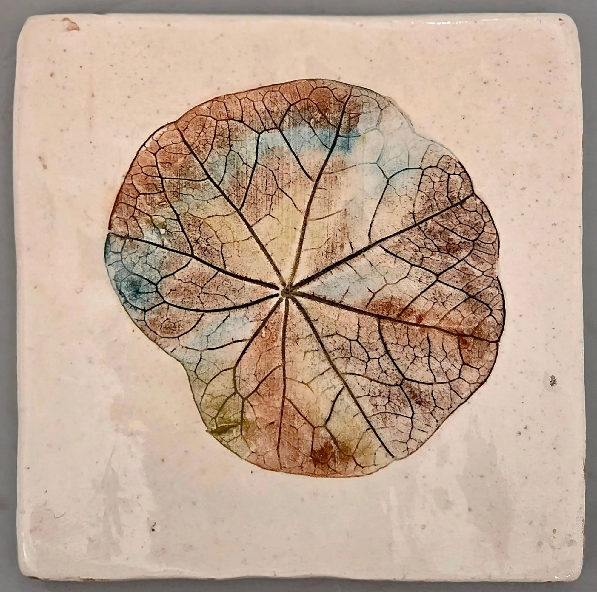 Carreaux en Céramique Feuillage d'Automne Artisanat d'Art Fait Main 10x10 cm - asceramique
