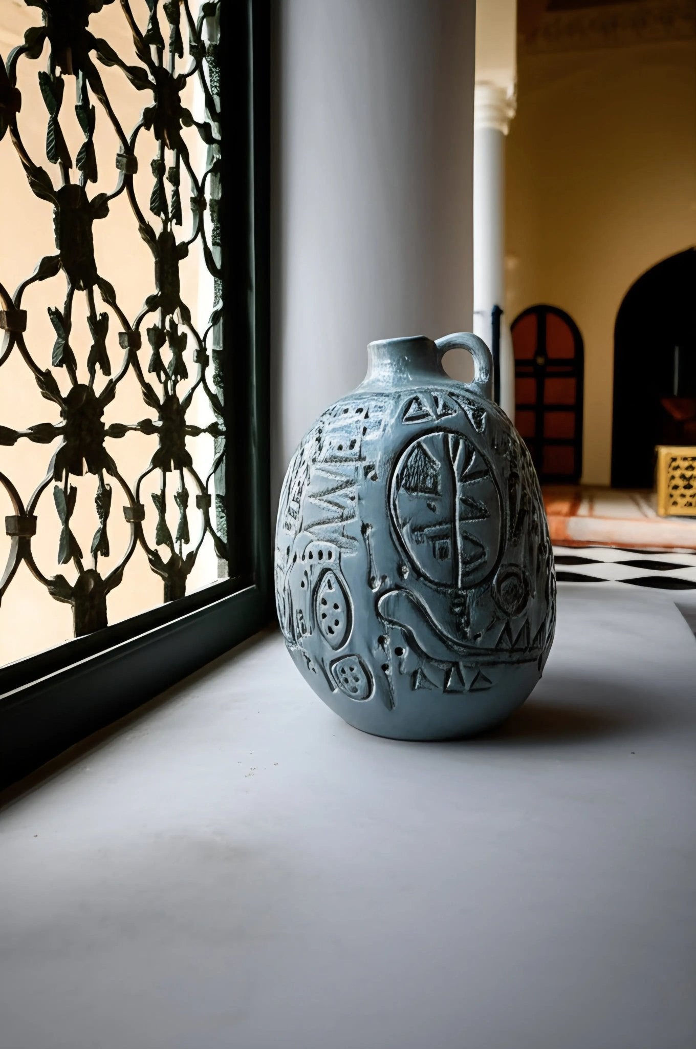 Cruche décorative en céramique Raku 'Ciel de Nuit' - asceramique