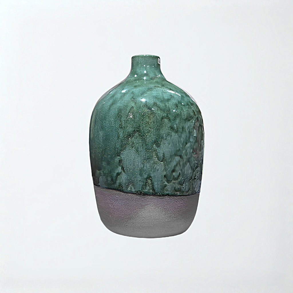 Gourde et vase en céramique artisanale - Vert Tamgroute et finition brute - asceramique