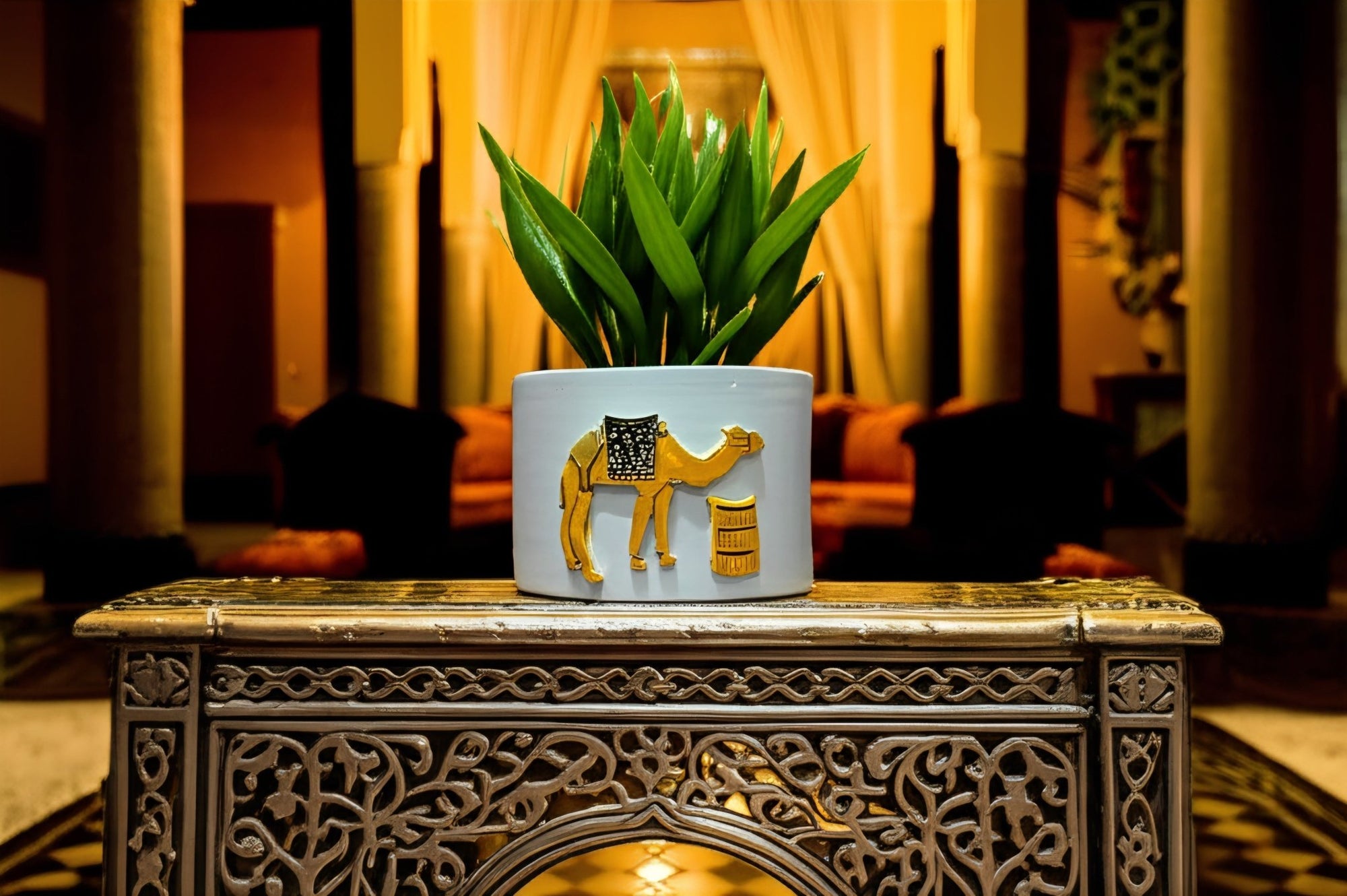 Pot à décor chameau, style nomade. - asceramique