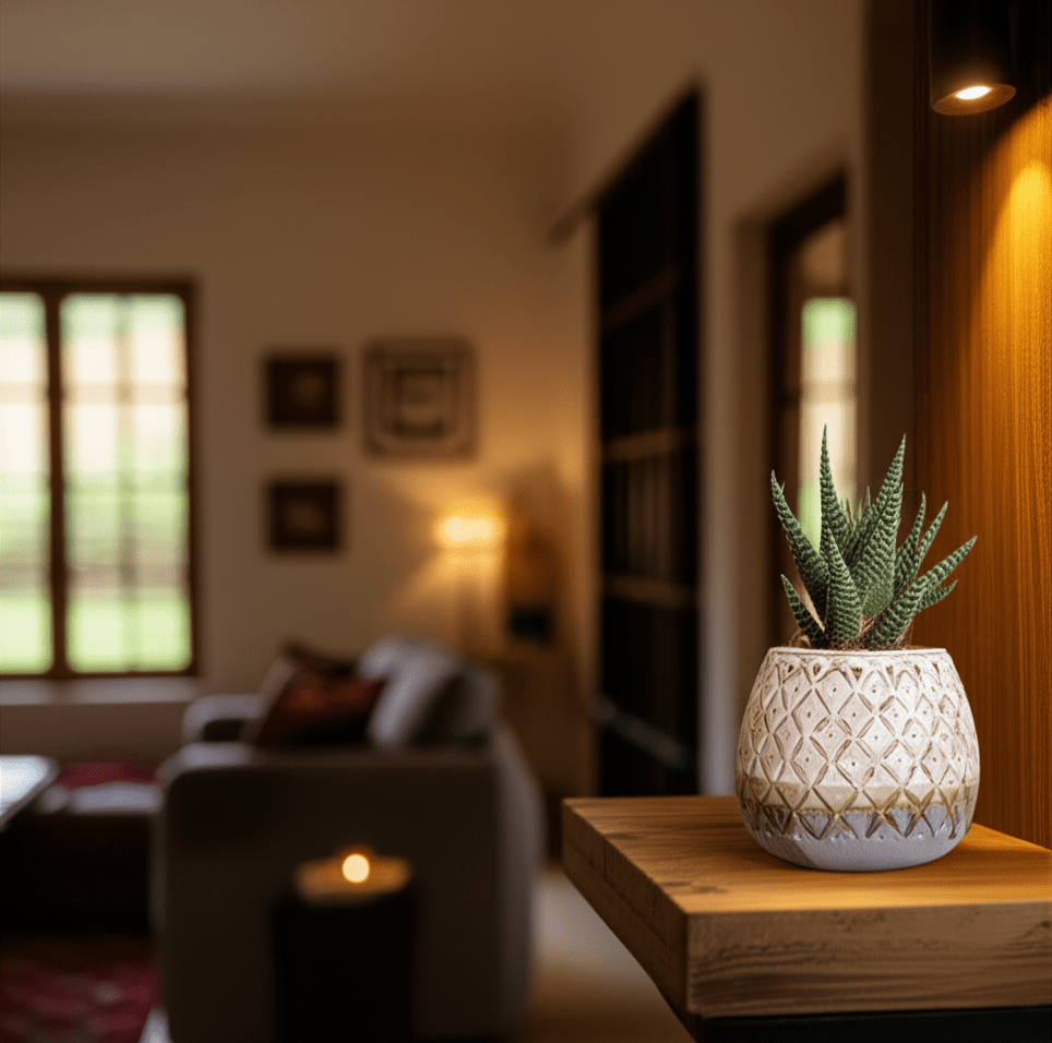 Pot Oasis en Céramique Texturée Losanges - Style Artisanal - asceramique