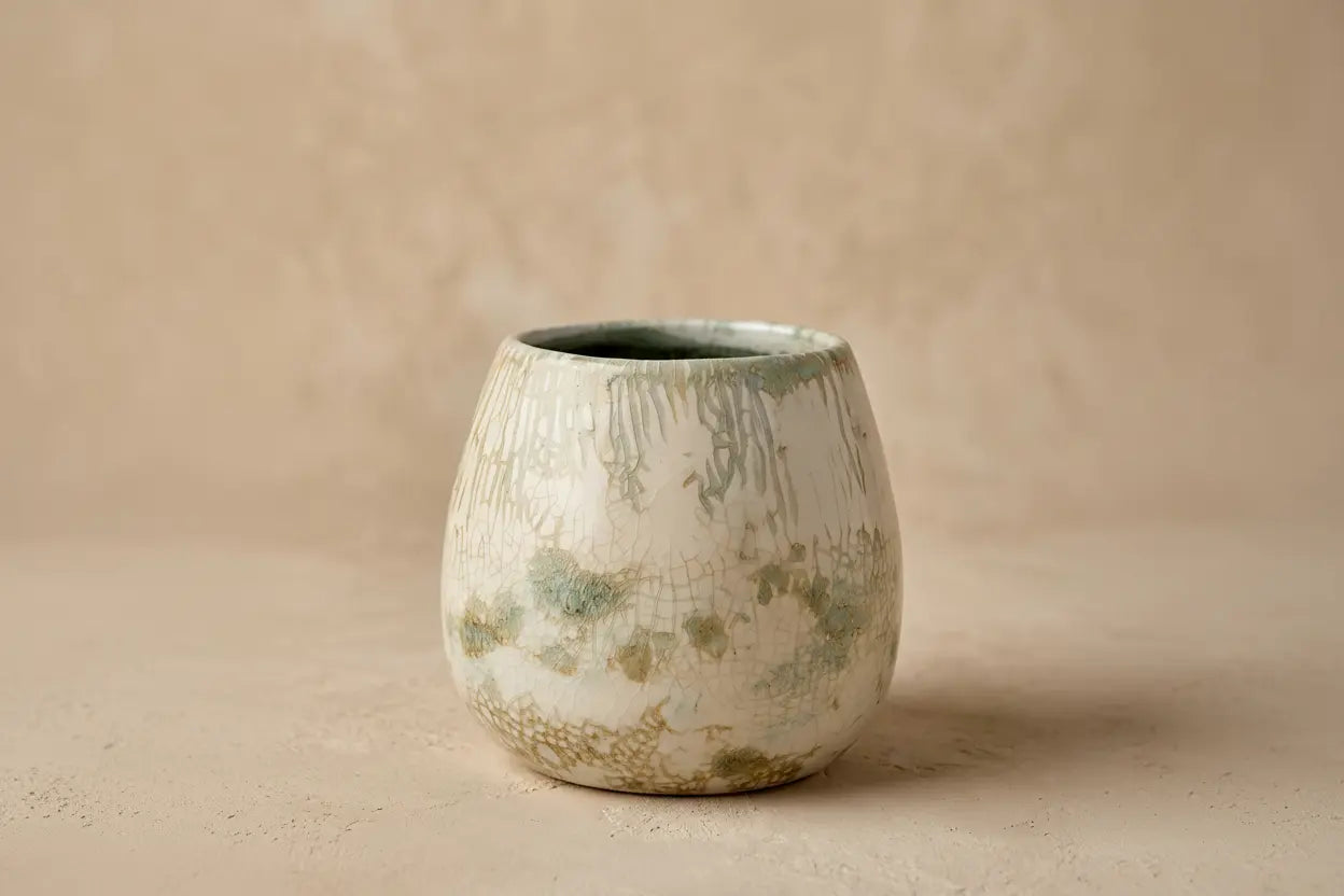 Pot & Vase "Écorce de Terre" – Émail Craquelé Artisanal - asceramique