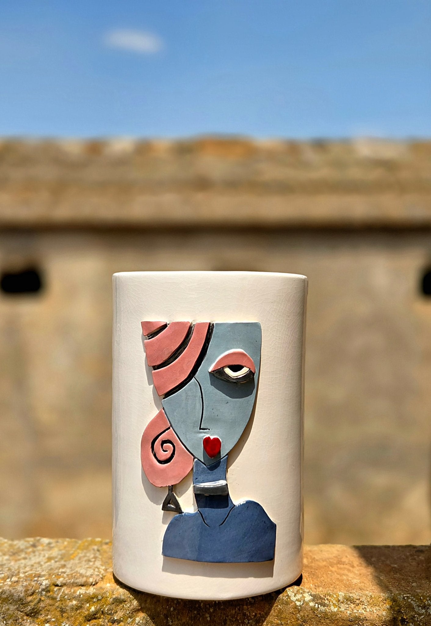 Pot & Vase Unique Visage Abstrait - Pièce Maîtresse Déco Maison - asceramique
