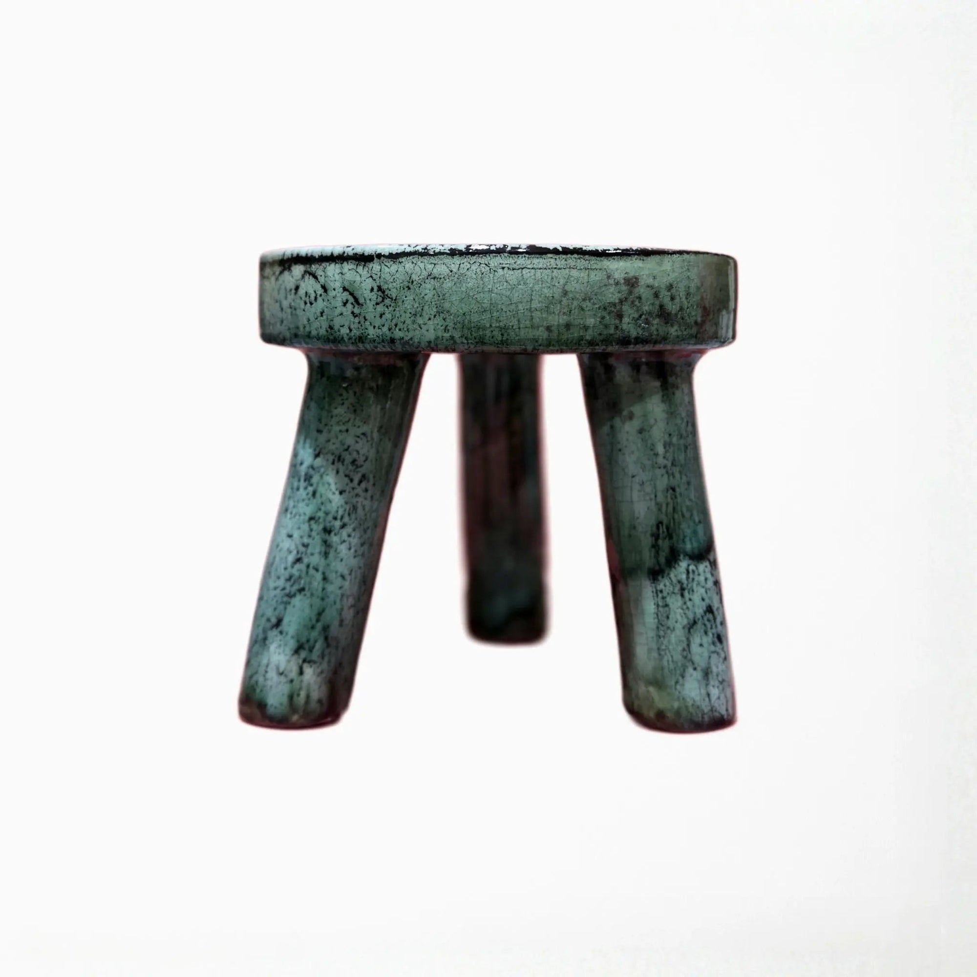 Tabouret d'appoint en céramique craquelée - Vert Tamegroute. - asceramique