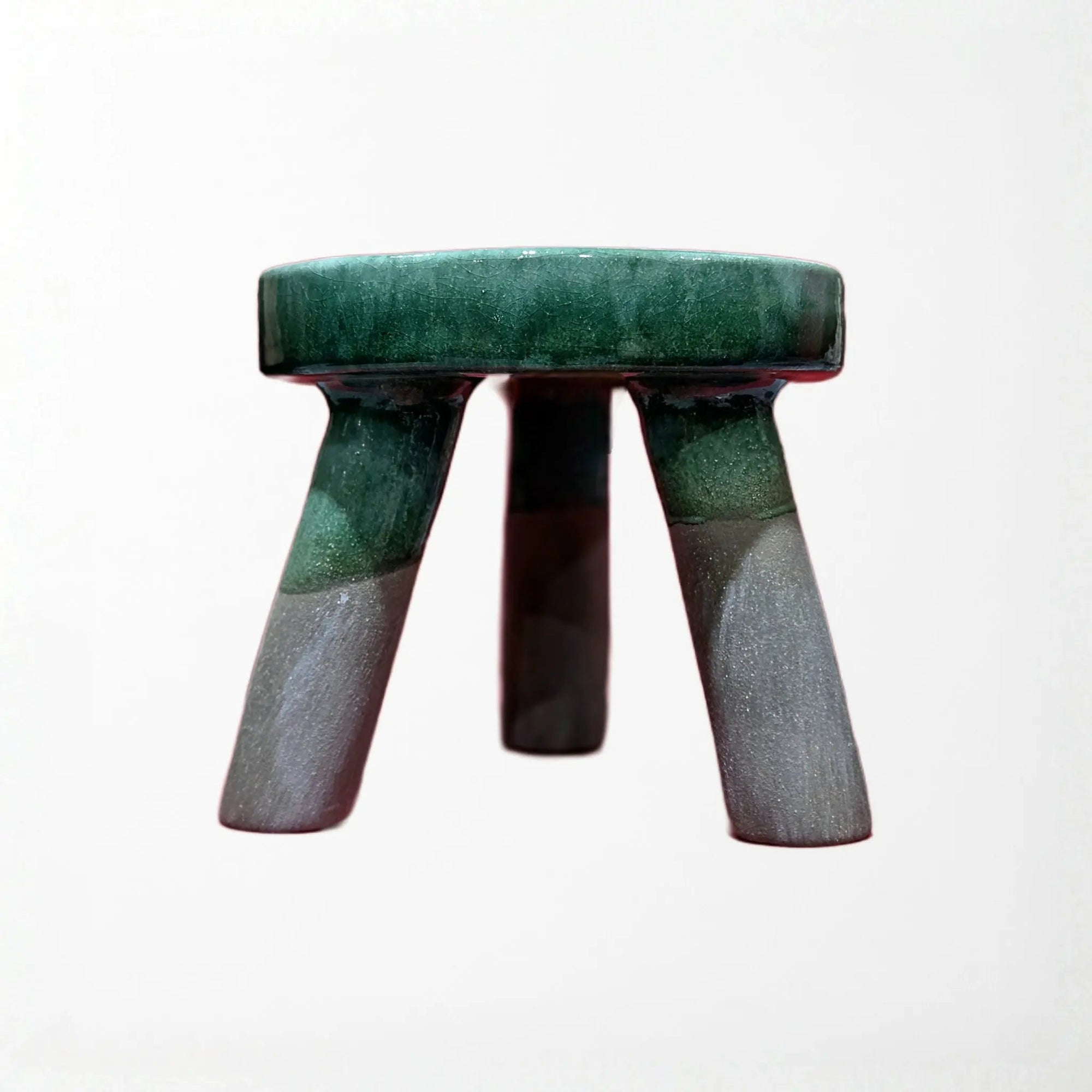 Tabouret d'appoint en céramique craquelée - Vert Tamegroute. - asceramique