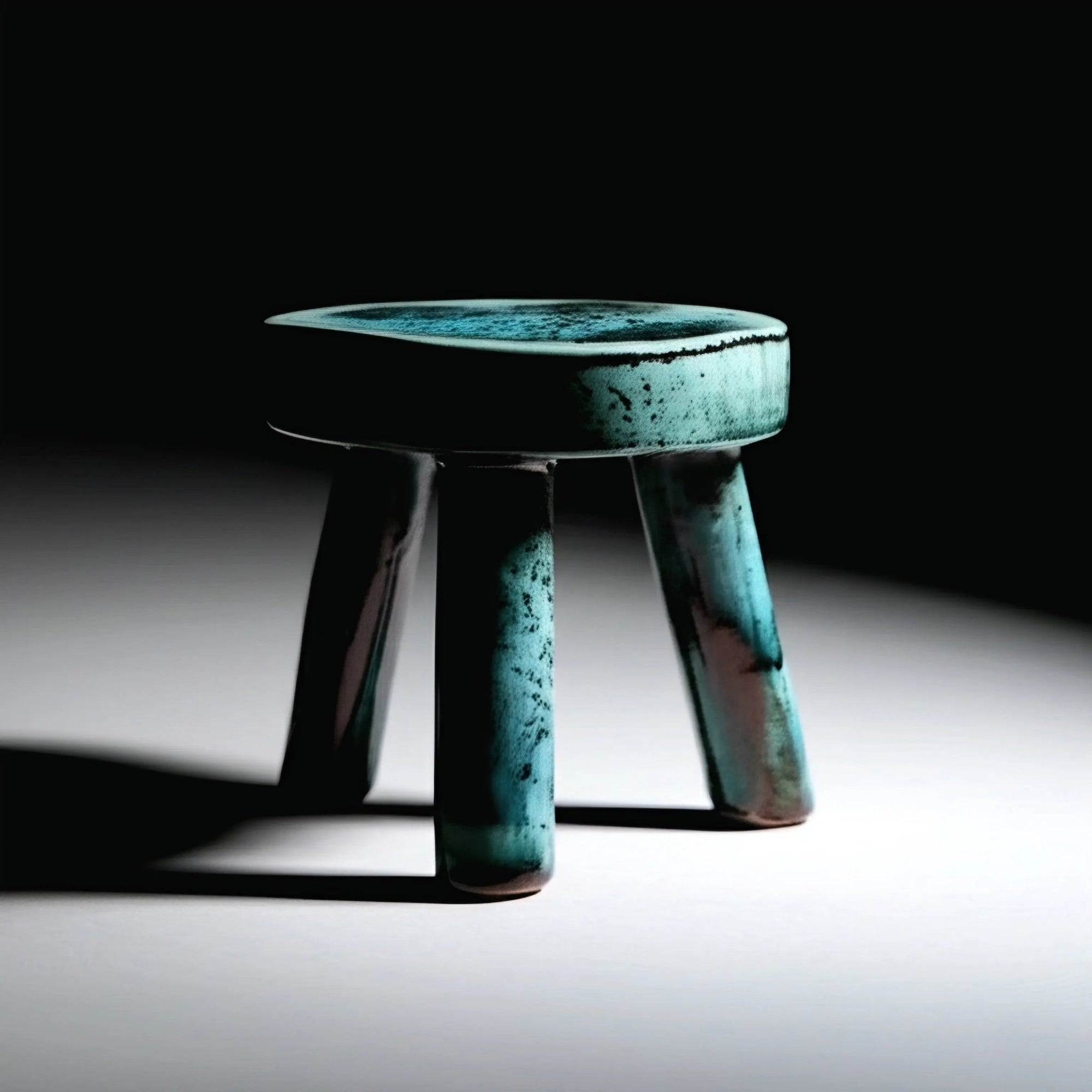 Tabouret d'appoint en céramique craquelée - Vert Tamegroute. - asceramique