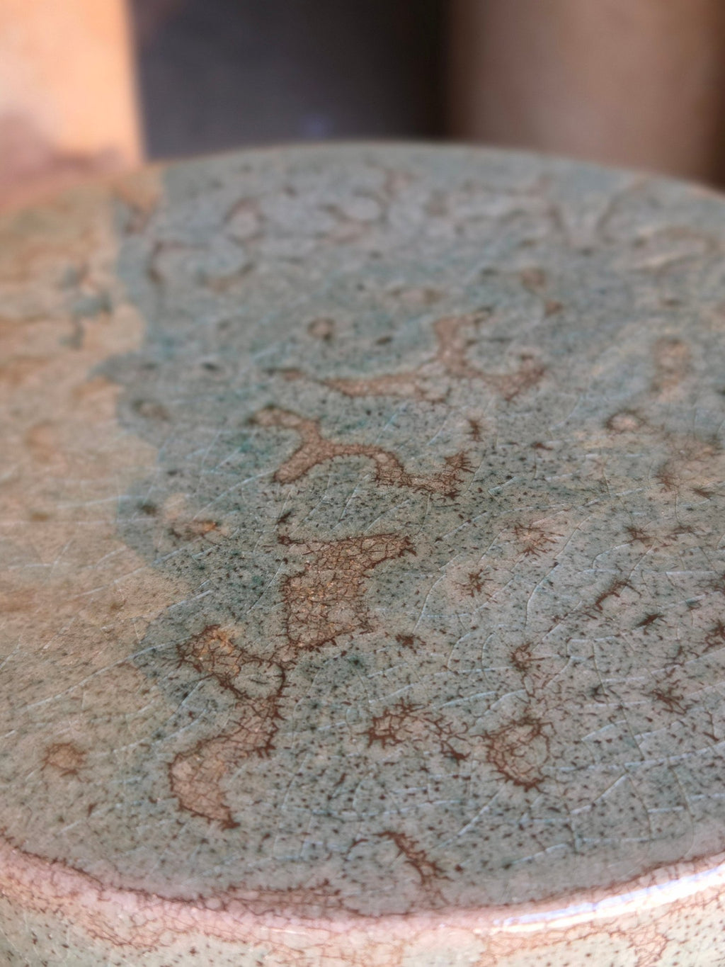 Tabouret d'appoint en céramique craquelée - Vert Tamegroute. - asceramique