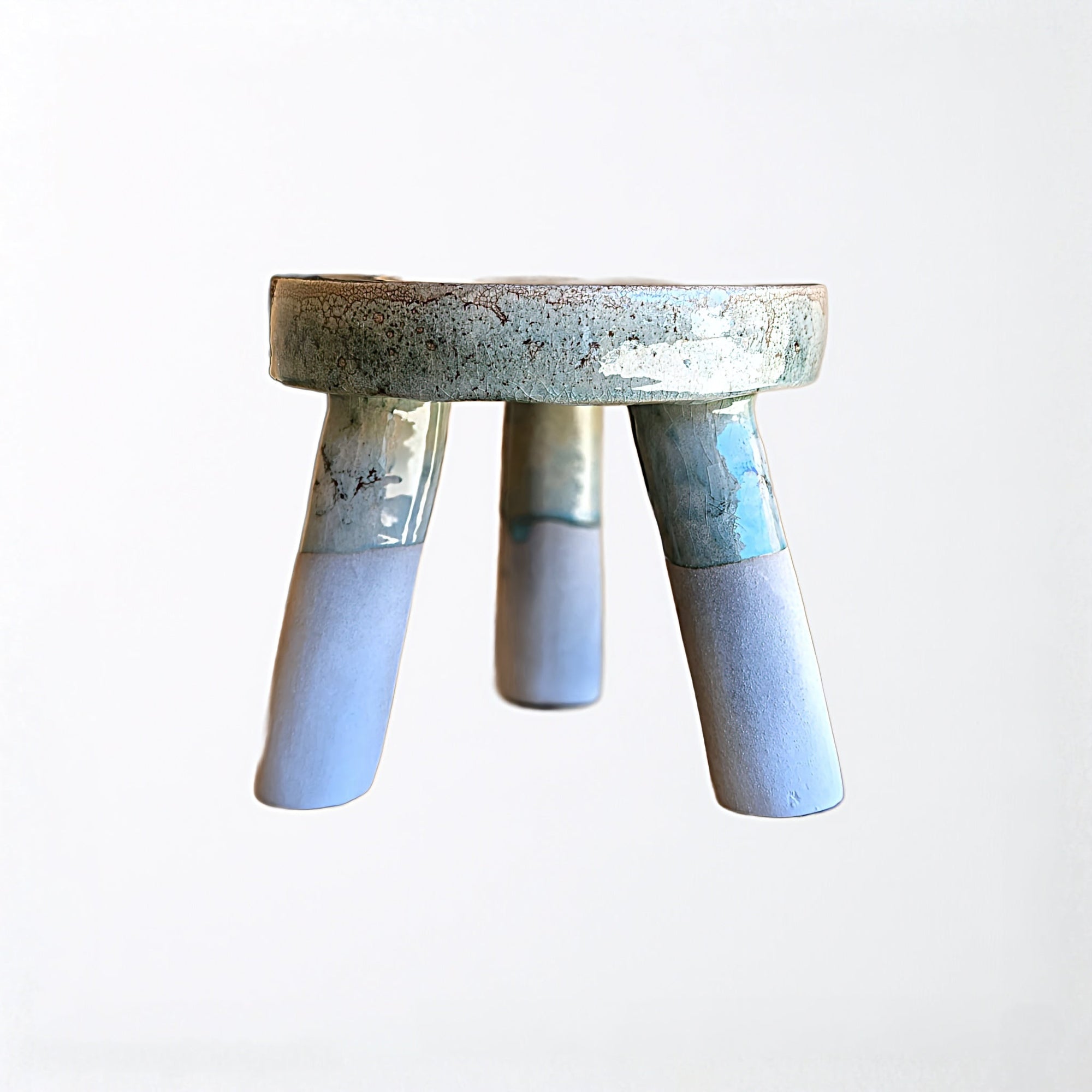 Tabouret d'appoint en céramique craquelée - Vert Tamegroute. - asceramique