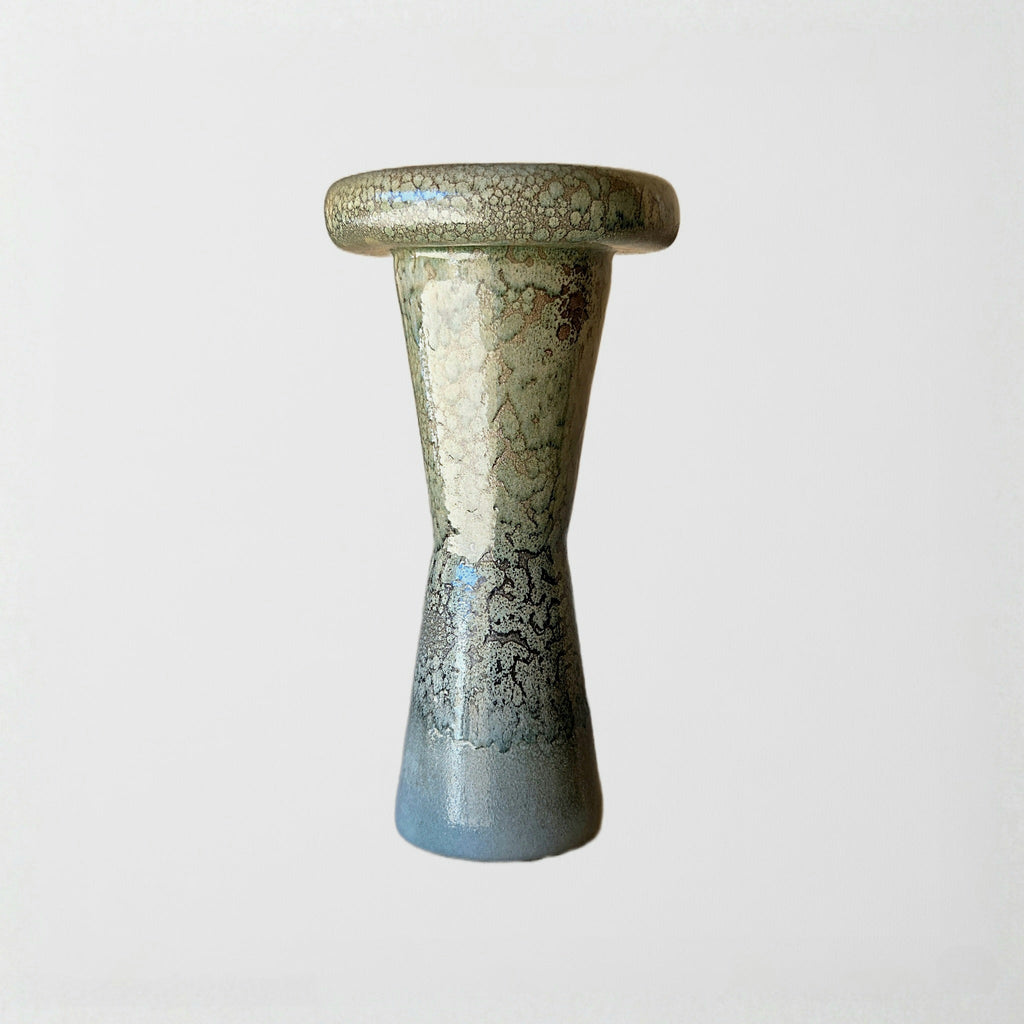Tabouret d'appoint en céramique, Glaçure Bleu - Vert Craquelée. - asceramique