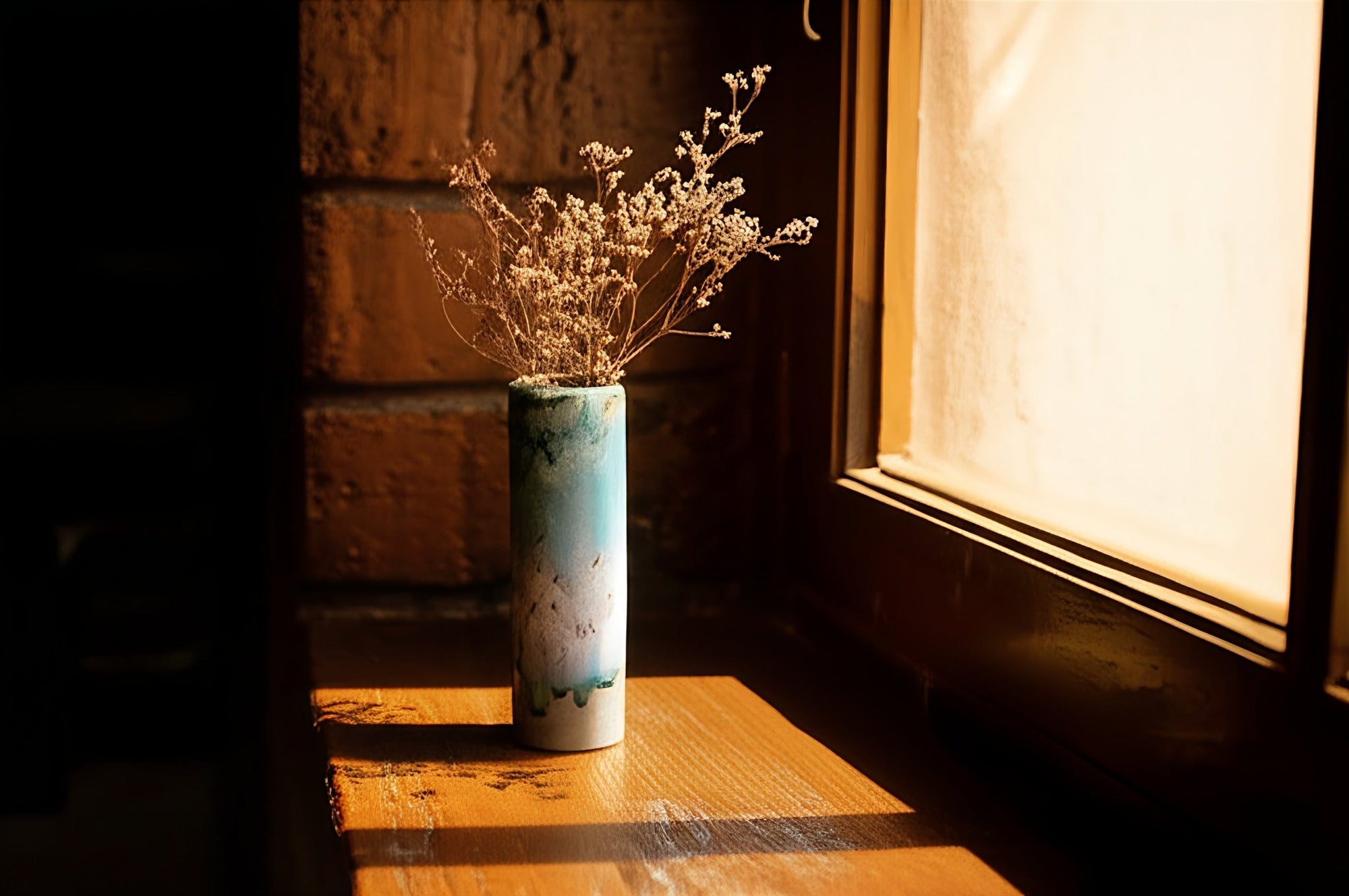 Vase Cylindrique Aurore Boréale en Céramique Unique - asceramique