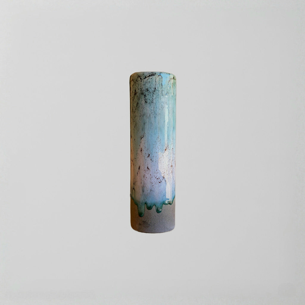 Vase Cylindrique Aurore Boréale en Céramique Unique - asceramique