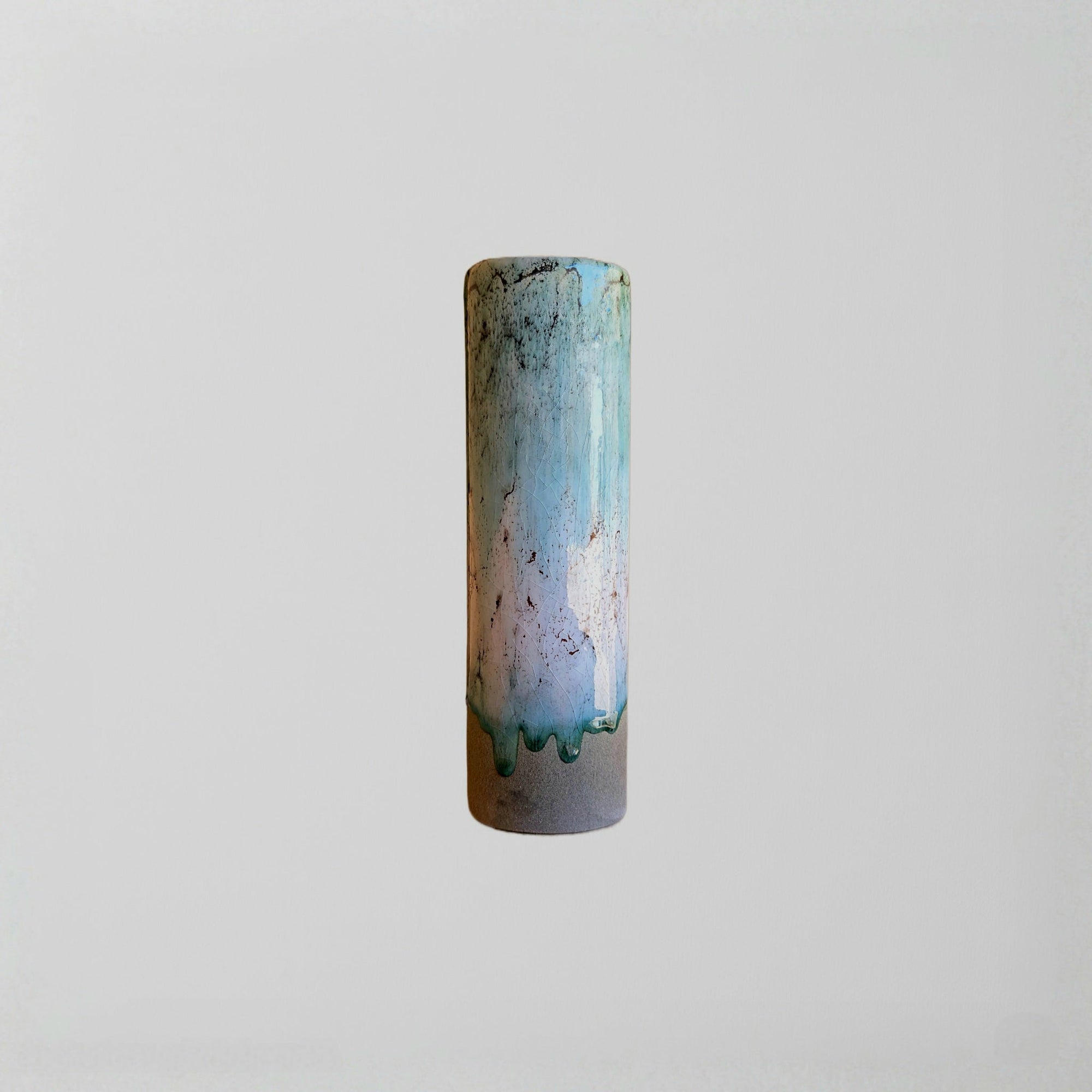 Vase Cylindrique Aurore Boréale en Céramique Unique - asceramique