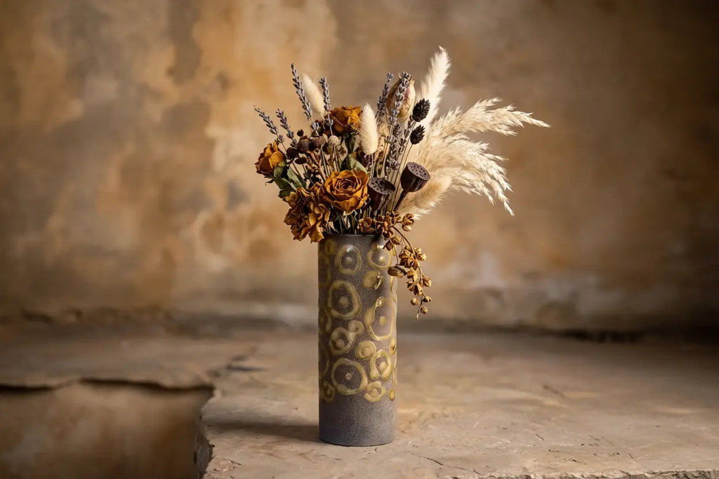 Vase L’Atlas – Céramique d'Art en Engobe et Or Bruni (23cm) - asceramique
