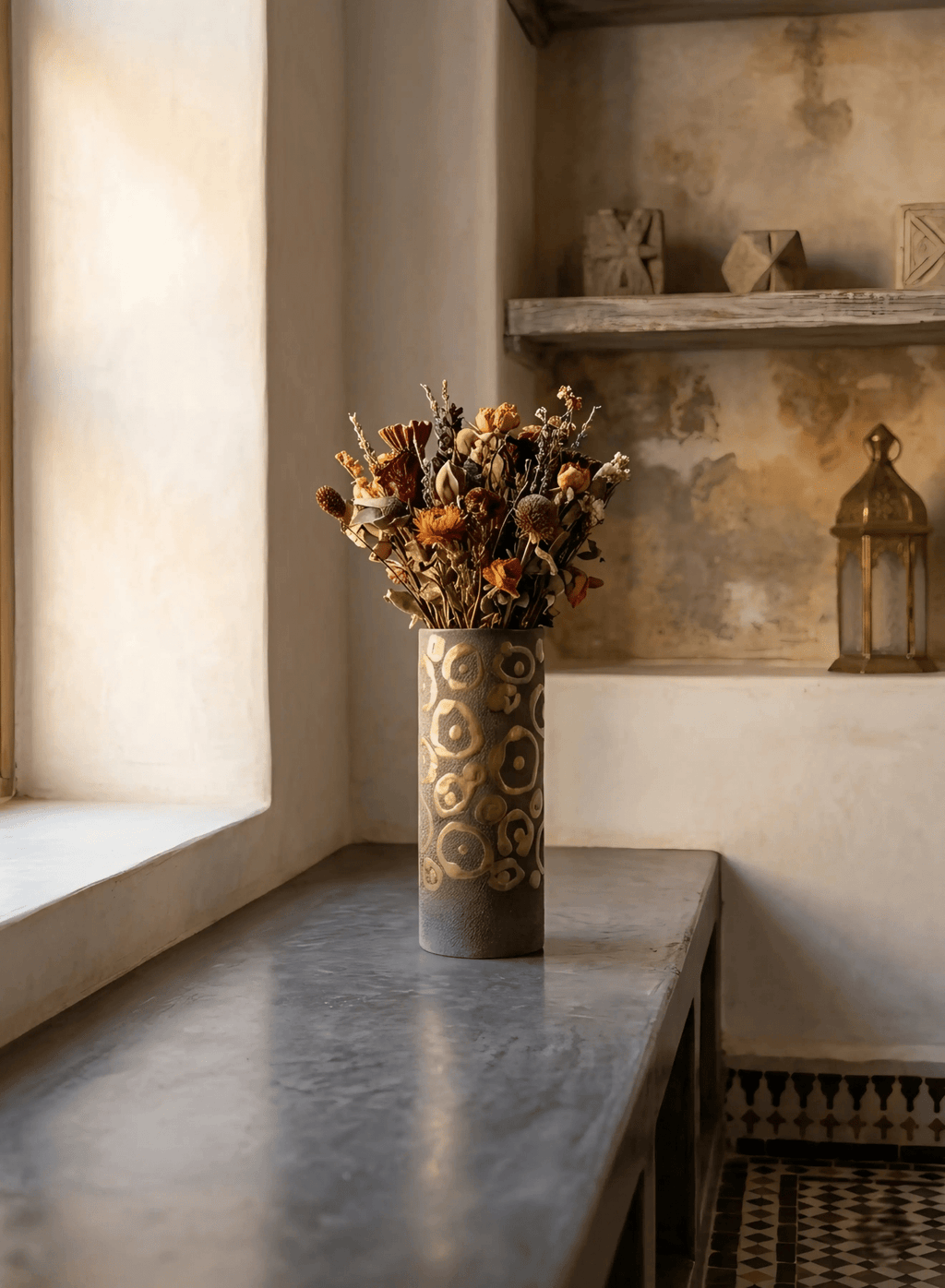 Vase L’Atlas – Céramique d'Art en Engobe et Or Bruni (23cm) - asceramique