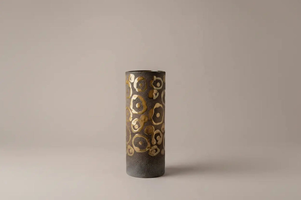 Vase L’Atlas – Céramique d'Art en Engobe et Or Bruni (23cm) - asceramique