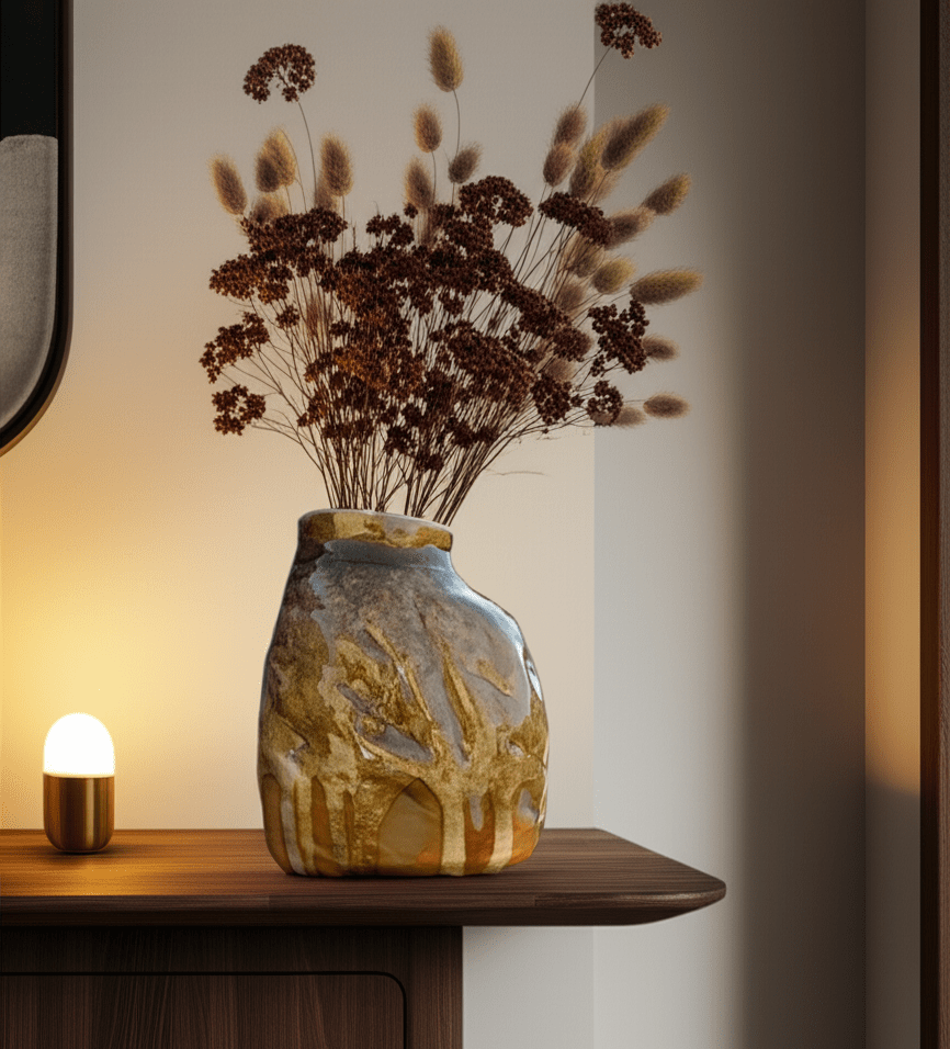 Vase Sculptural Effet Roche : Pièce Unique - asceramique