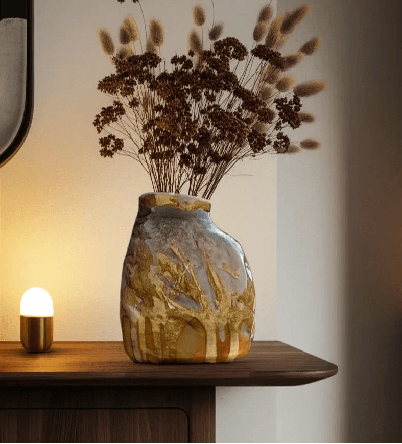 Vase Sculptural Effet Roche : Pièce Unique - asceramique